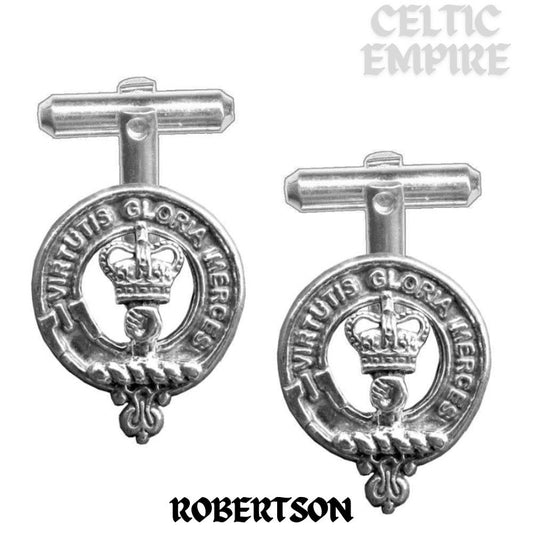 Robertson Family Clan Crest Scottish Cufflinks; Pewter, Sterling Silver and Karat Gold