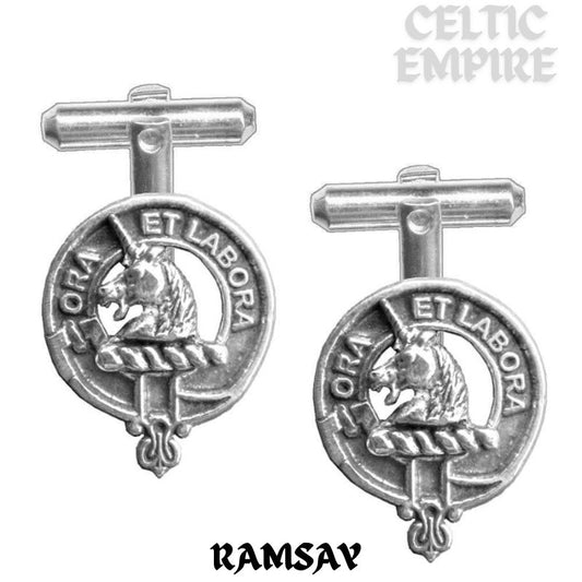 Ramsay Family Clan Crest Scottish Cufflinks; Pewter, Sterling Silver and Karat Gold