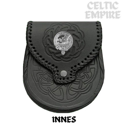 Innes Scottish Family Clan Badge Sporran, Leather