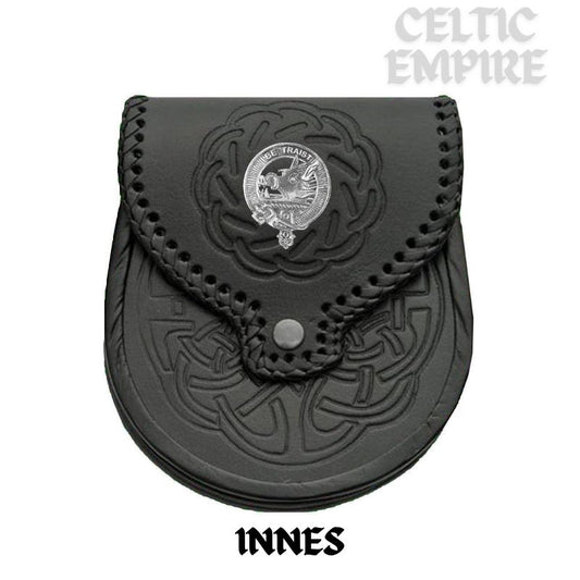 Innes Scottish Family Clan Badge Sporran, Leather