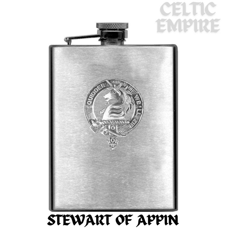 Stewart (Appin) 8oz Family Clan Crest Scottish Badge Stainless Steel Flask
