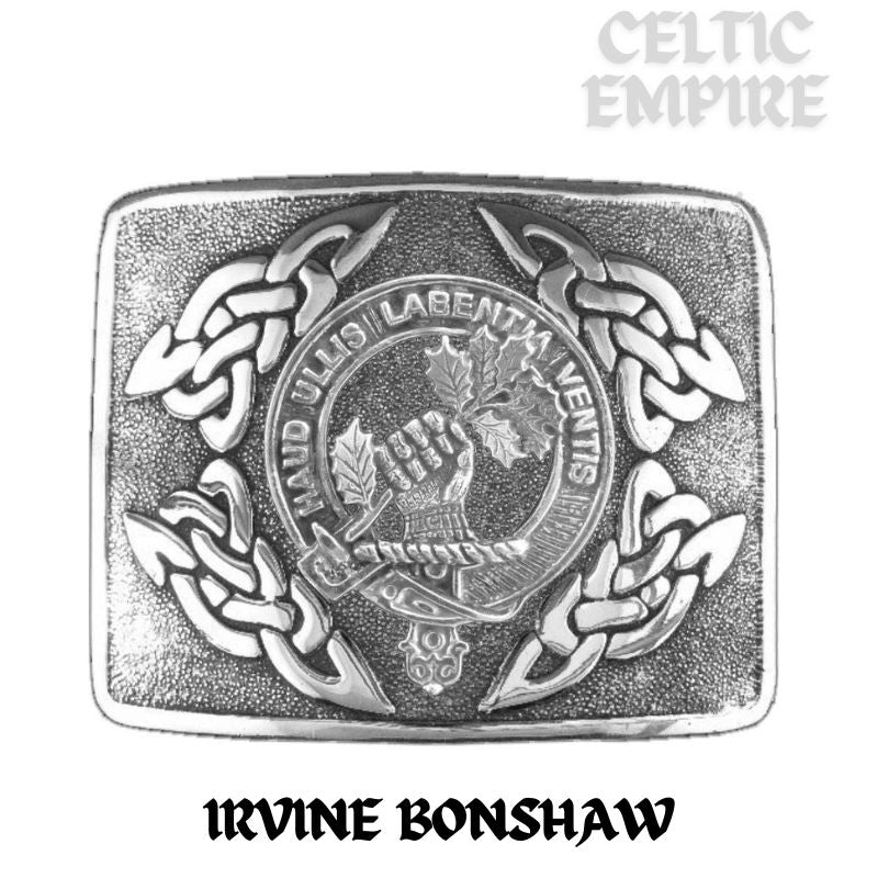 Irvine (Bonshaw) Family Clan Crest Interlace Kilt Belt Buckle
