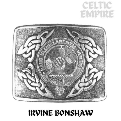 Irvine (Bonshaw) Family Clan Crest Interlace Kilt Belt Buckle