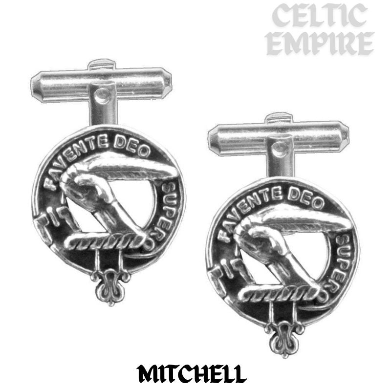 Mitchell Family Clan Crest Scottish Cufflinks; Pewter, Sterling Silver and Karat Gold