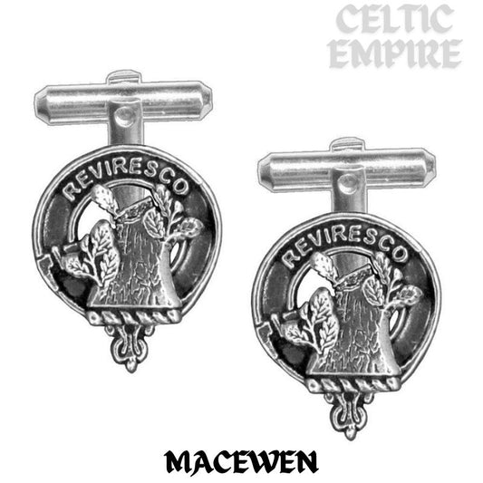 MacEwan Family Clan Crest Scottish Cufflinks; Pewter, Sterling Silver and Karat Gold