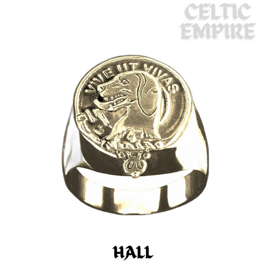 Hall Scottish Family Clan Crest Ring - Sterling Silver and Karat Gold