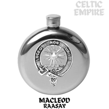MacLeod (Raasay) 5oz Round Family Clan Crest Scottish Badge Flask