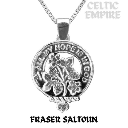 Fraser Saltoun Large 1" Scottish Family Clan Crest Pendant - Sterling Silver