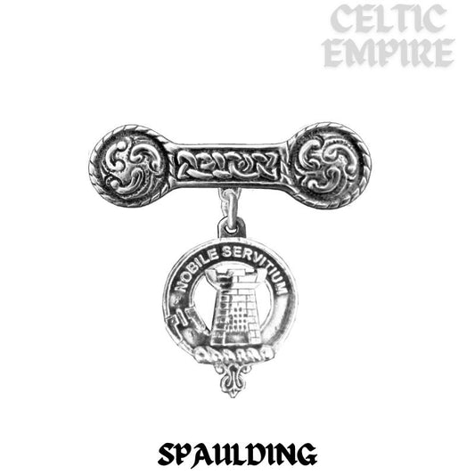 Spaulding Family Clan Crest Iona Bar Brooch - Sterling Silver
