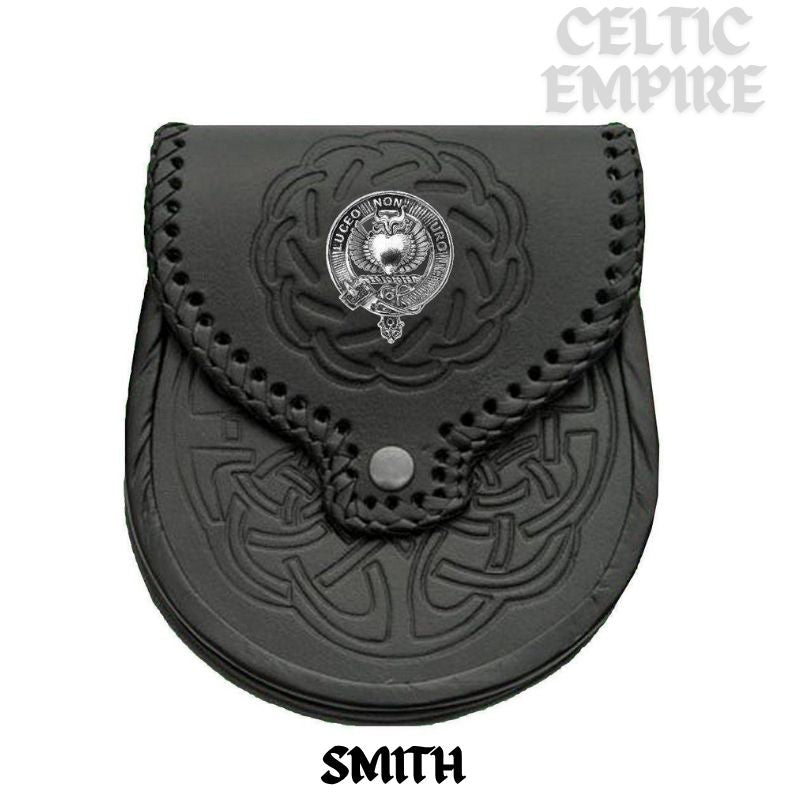 Smith Scottish Family Clan Badge Sporran, Leather