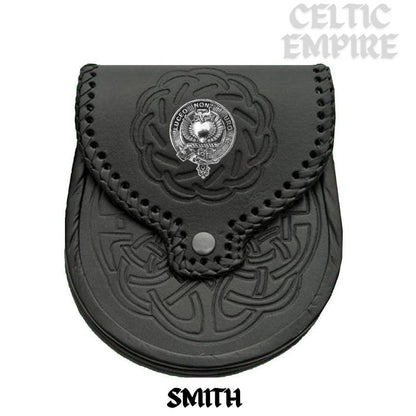 Smith Scottish Family Clan Badge Sporran, Leather