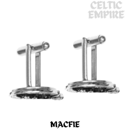 MacFie Family Clan Crest Scottish Cufflinks; Pewter, Sterling Silver and Karat Gold