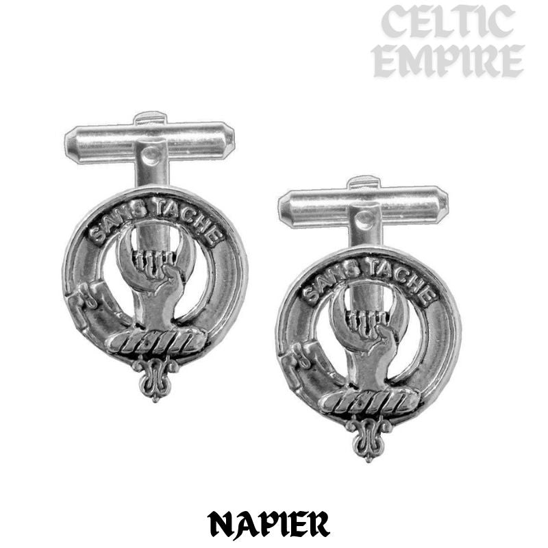 Napier Family Clan Crest Scottish Cufflinks; Pewter, Sterling Silver and Karat Gold