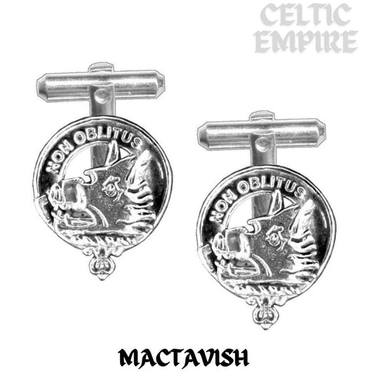 MacTavish Family Clan Crest Scottish Cufflinks; Pewter, Sterling Silver and Karat Gold