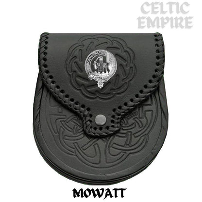 Mowatt Scottish Family Clan Badge Sporran, Leather