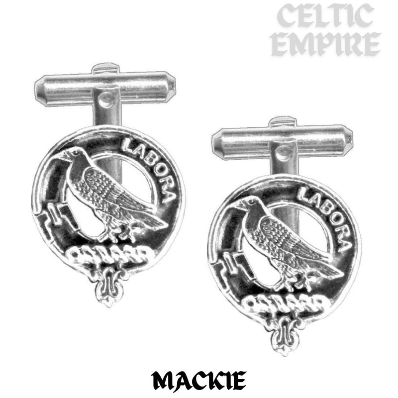 MacKie Family Clan Crest Scottish Cufflinks; Pewter, Sterling Silver and Karat Gold