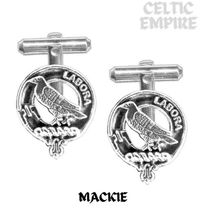 MacKie Family Clan Crest Scottish Cufflinks; Pewter, Sterling Silver and Karat Gold