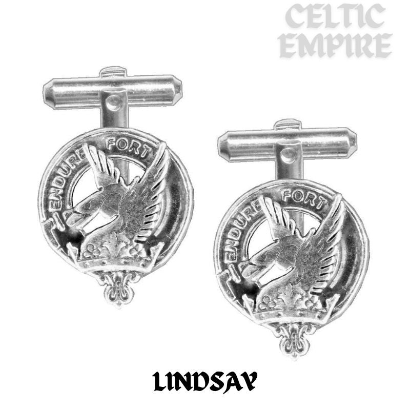 Lindsay Family Clan Crest Scottish Cufflinks; Pewter, Sterling Silver and Karat Gold