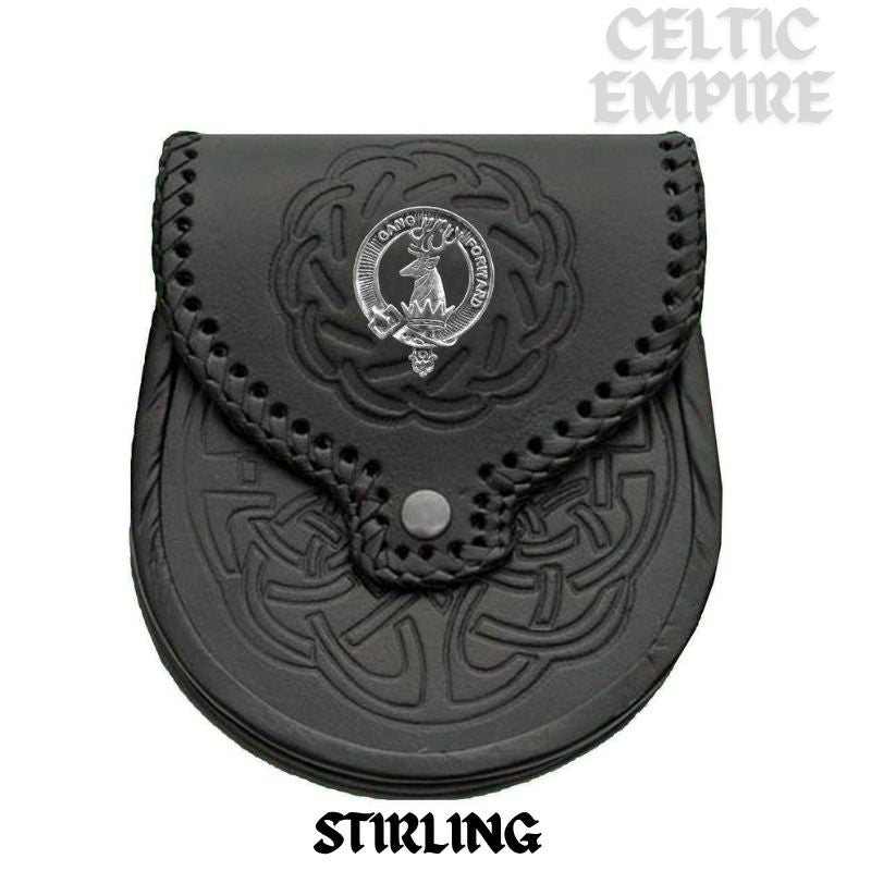 Stirling Scottish Family Clan Badge Sporran, Leather
