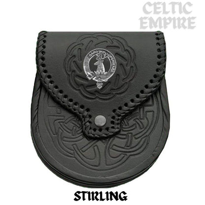 Stirling Scottish Family Clan Badge Sporran, Leather