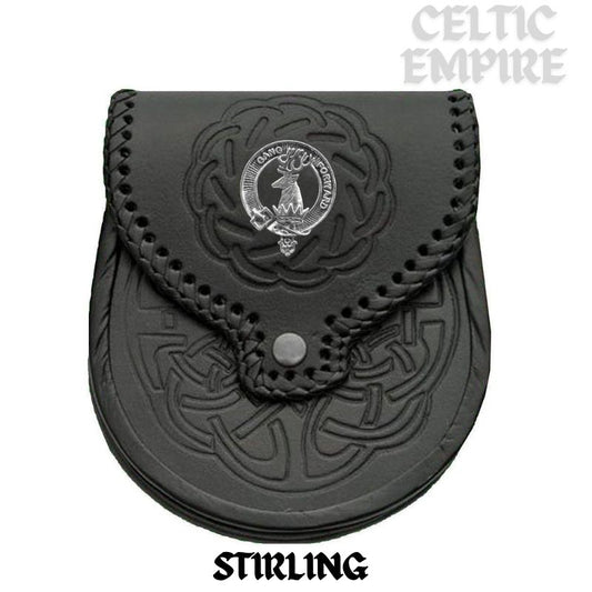 Stirling Scottish Family Clan Badge Sporran, Leather