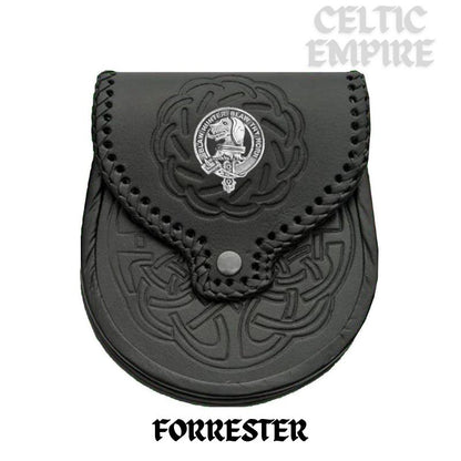 Forrester Scottish Family Clan Badge Sporran, Leather