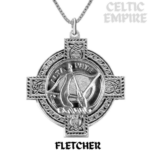 Fletcher Family Clan Crest Celtic Cross Pendant Scottish