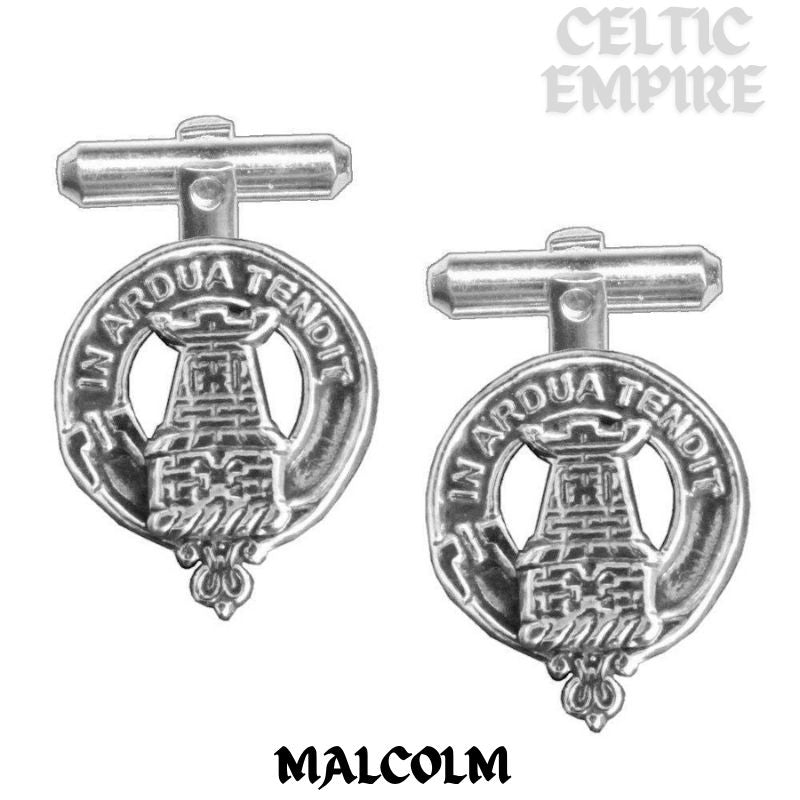 Malcolm Family Clan Crest Scottish Cufflinks; Pewter, Sterling Silver and Karat Gold