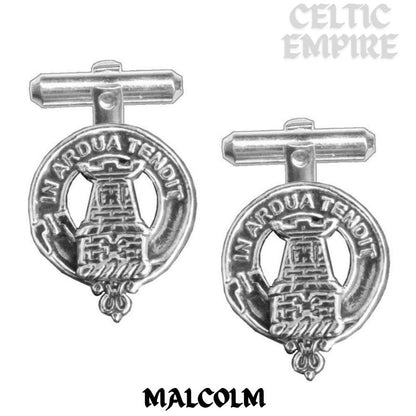 Malcolm Family Clan Crest Scottish Cufflinks; Pewter, Sterling Silver and Karat Gold
