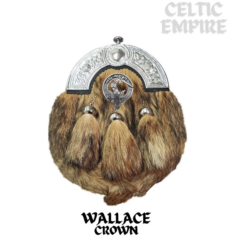 Wallace (Crown) Scottish Family Clan Crest Badge Dress Fur Sporran