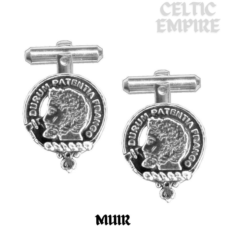 Muir Family Clan Crest Scottish Cufflinks; Pewter, Sterling Silver and Karat Gold