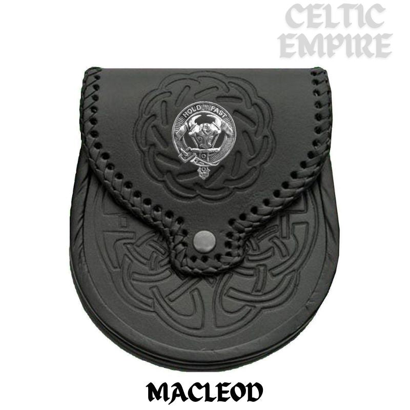 MacLeod (Harris) Scottish Family Clan Badge Sporran, Leather