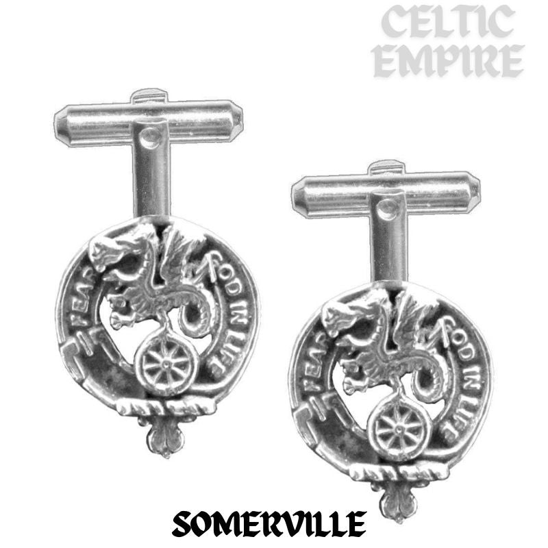 Somerville Family Clan Crest Scottish Cufflinks; Pewter, Sterling Silver and Karat Gold