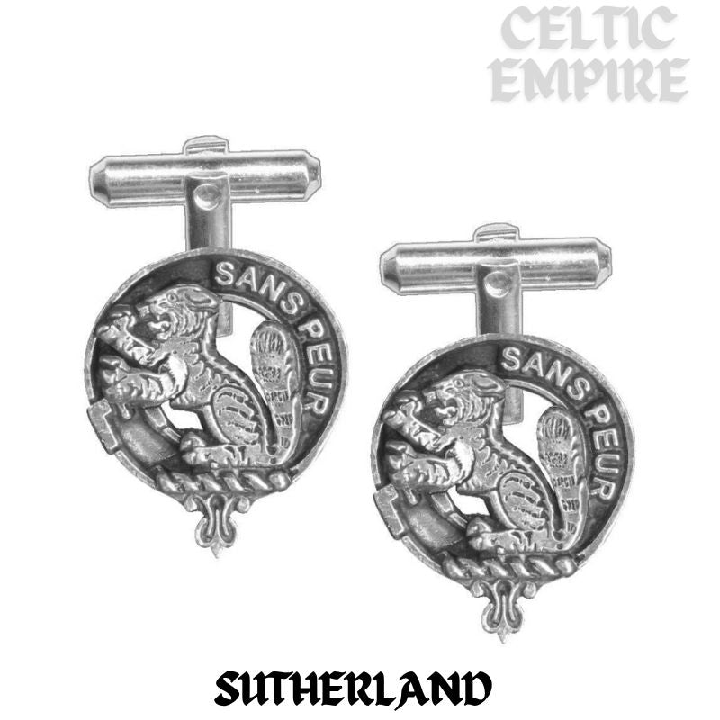 Sutherland Family Clan Crest Scottish Cufflinks; Pewter, Sterling Silver and Karat Gold