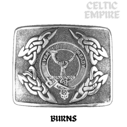 Burns Family Clan Crest Interlace Kilt Belt Buckle