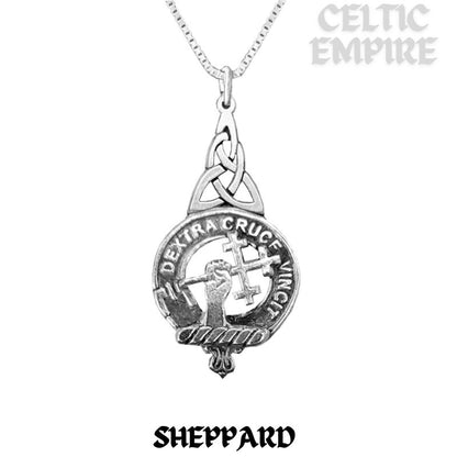 Sheppard Family Clan Crest Interlace Drop Pendant
