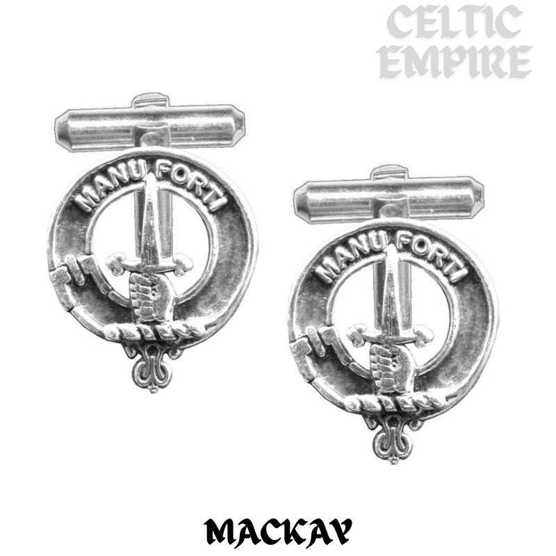 MacKay Family Clan Crest Scottish Cufflinks; Pewter, Sterling Silver and Karat Gold