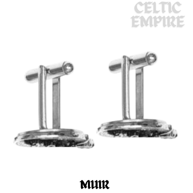 Muir Family Clan Crest Scottish Cufflinks; Pewter, Sterling Silver and Karat Gold