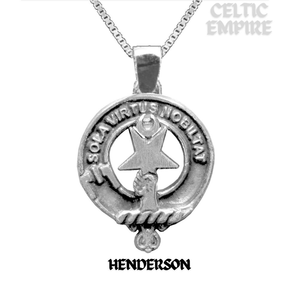 Henderson Large 1" Scottish Family Clan Crest Pendant - Sterling Silver