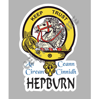 Hepburn Family Clan Crest Decal | Custom Scottish Heritage Car & Laptop Stickers