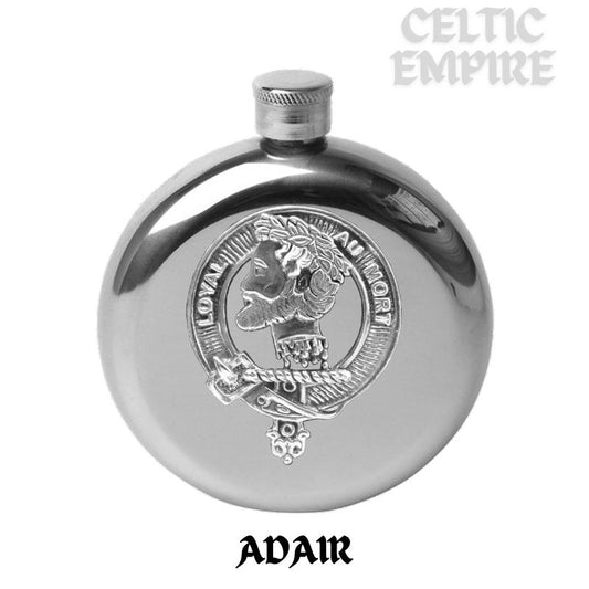 Adair Round Family Clan Crest Scottish Badge Flask 5oz