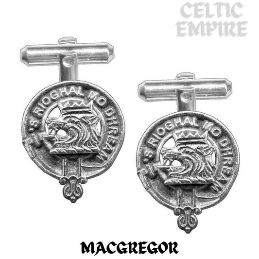 MacGregor Family Clan Crest Scottish Cufflinks; Pewter, Sterling Silver and Karat Gold