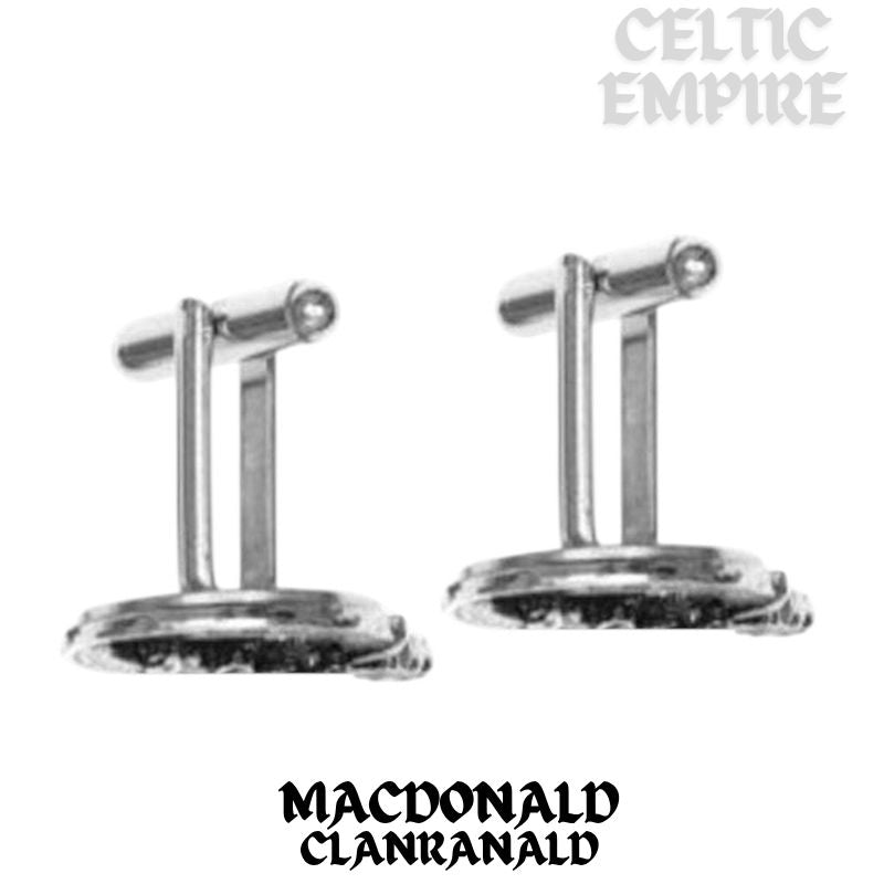 MacDonald (Family Clanranald) Family Clan Crest Scottish Cufflinks; Pewter, Sterling Silver and Karat Gold