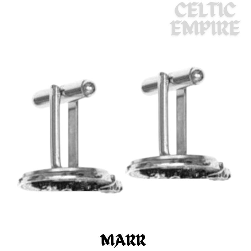 Marr Family Clan Crest Scottish Cufflinks; Pewter, Sterling Silver and Karat Gold