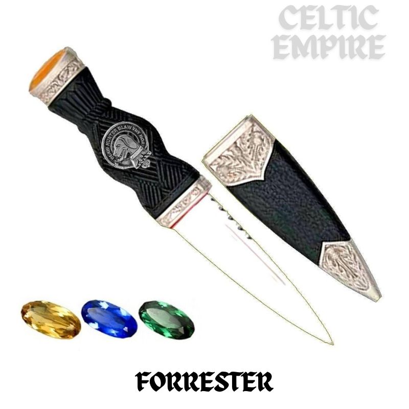 Forrester Family Clan Crest Sgian Dubh, Scottish Knife