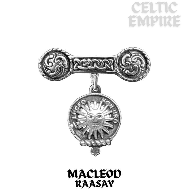 MacLeod (Raasay) Family Clan Crest Iona Bar Brooch - Sterling Silver