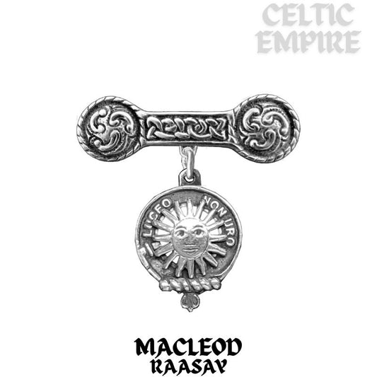 MacLeod (Raasay) Family Clan Crest Iona Bar Brooch - Sterling Silver