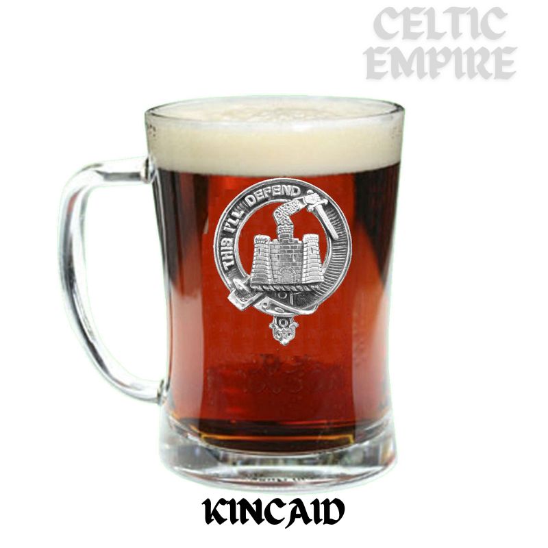 Kincaid Family Clan Crest Badge Glass Beer Mug