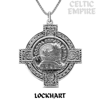 Lockhart Family Clan Crest Celtic Cross Pendant Scottish