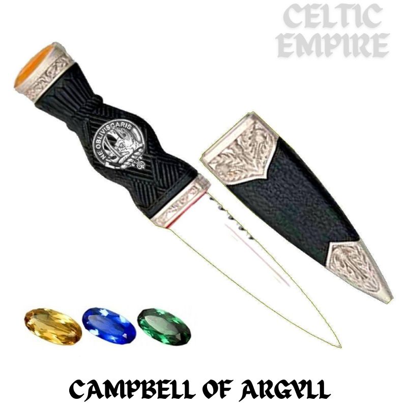 Campbell Argyll Family Clan Crest Sgian Dubh, Scottish Knife
